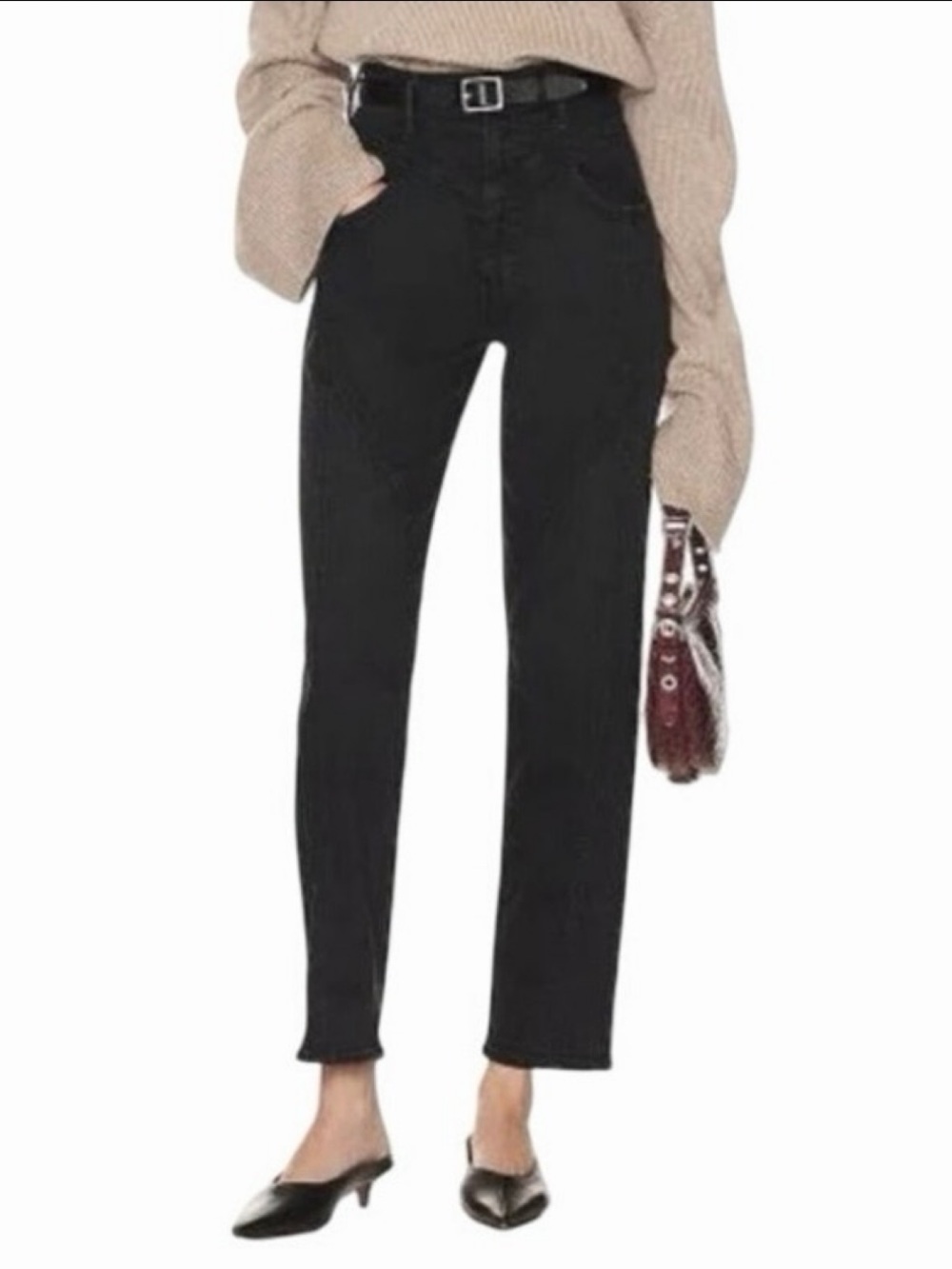 Mother Denim 30 High Waisted Pointy Study Nerdy Jeans Black Wash